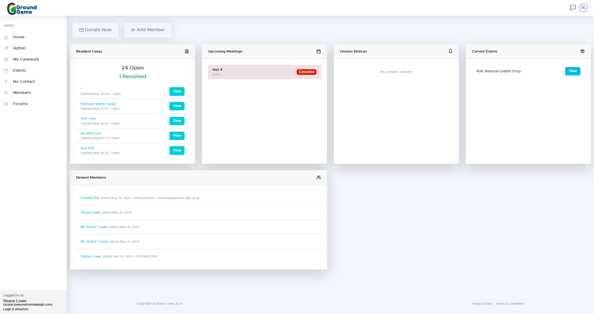 Dashboard Screenshot
